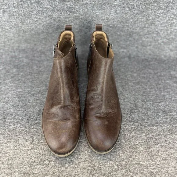 ✅Franco Sarto Boot Women's 9.5Keegan Brown Leather Double Side Zip Ankle Booties - Picture 6 of 10